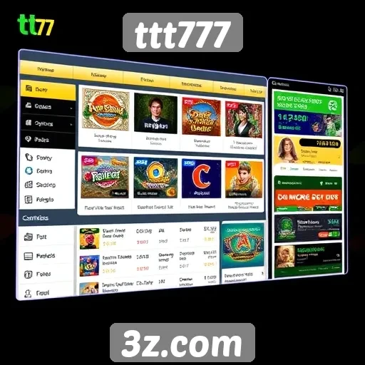 A interface do usuário do site ttt777 em destaque